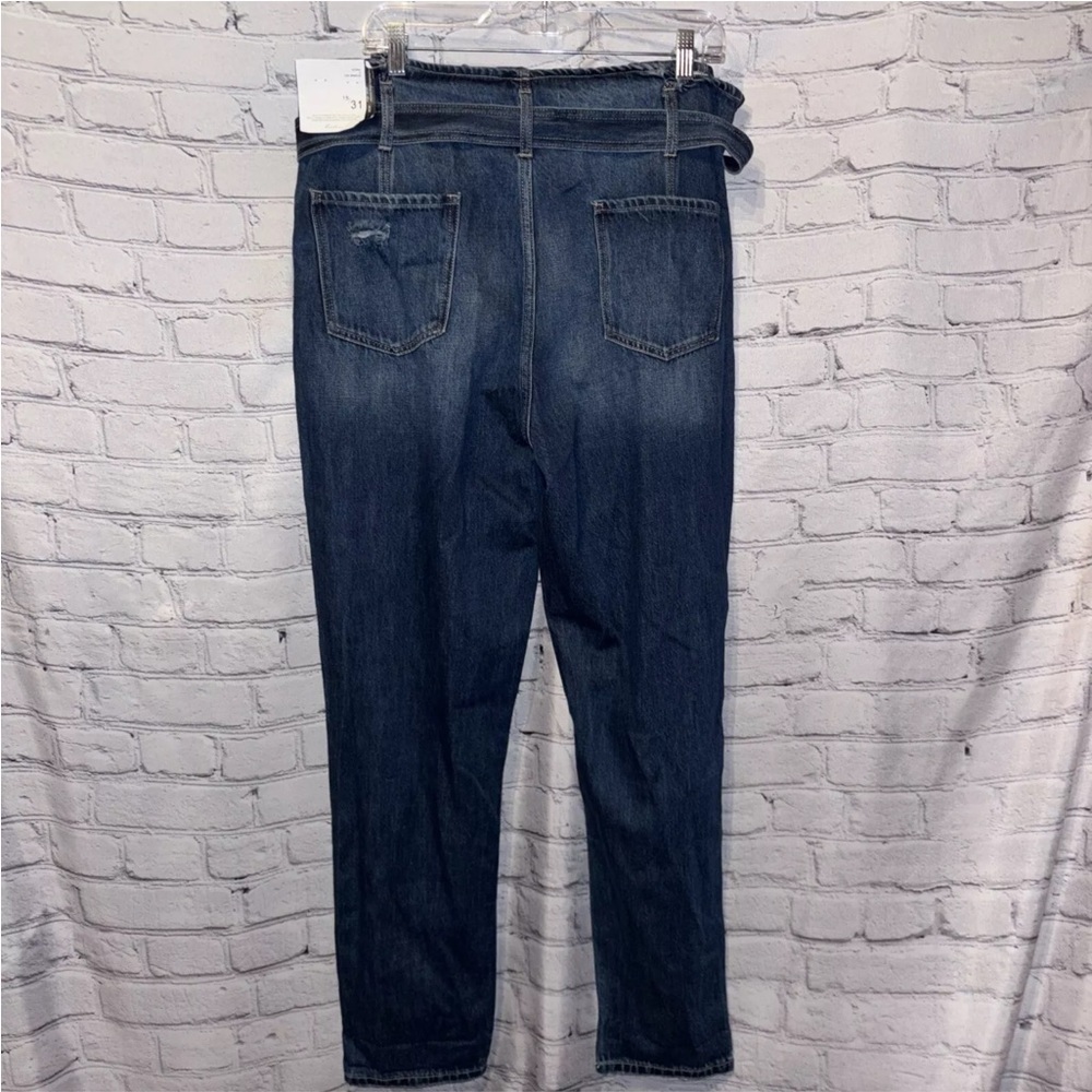 KanCan Ultra High Rise Belted Paperbag Mom Jeans  Denim Dark Wash Size 15/31 - Picture 7 of 9
